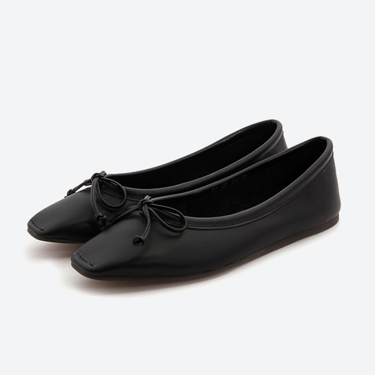FL-GR20 _ real leather square toe ribbon flat shoes