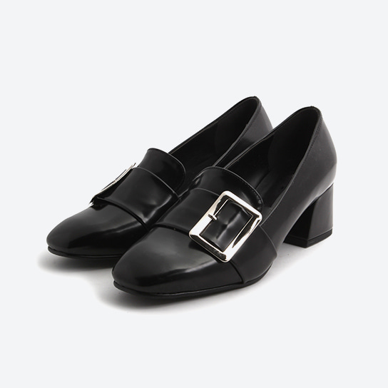 PU-515 _ buckle middle loafer heel 